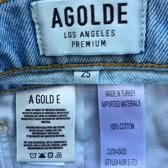Agolde Quinn High Rise Cut Off Denim Mini Skirt Blue 25 - Picture 9 of 9